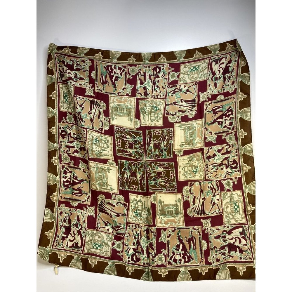 Maxine Creations Champagne Scarf Silk Fairytale Castle Courting Couple 33 in Sq
